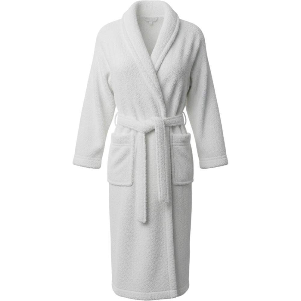 Barefoot Dreams CozyChic Robe Women Size 2 L XL White Plush Belted Loungewear